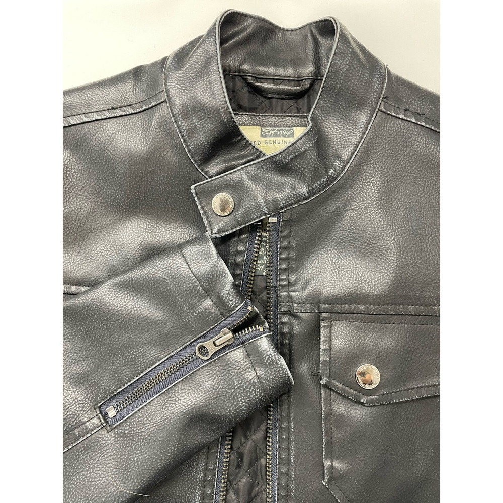 AMERICAN RAG CIE‎ Faux Leather Biker Black Distressed Jacket Men's Size Small